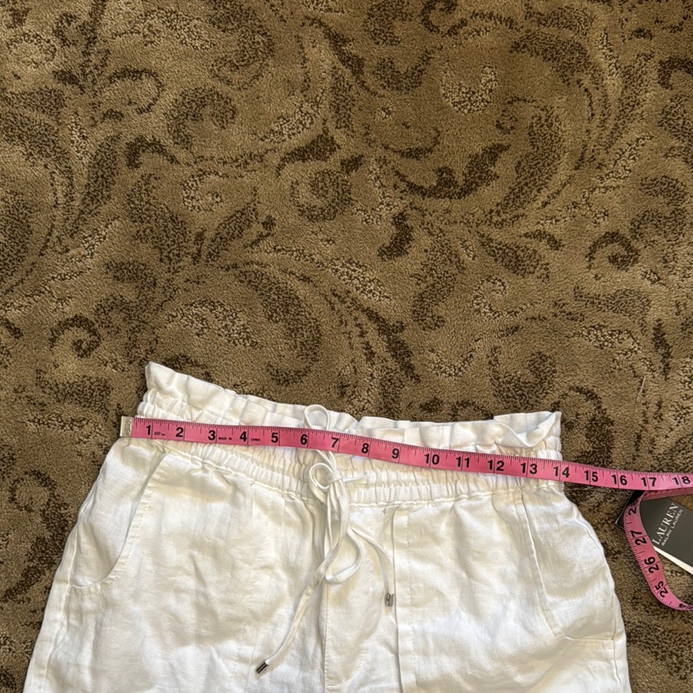 White Drawstring Linen Pants - Picture 2 of 4